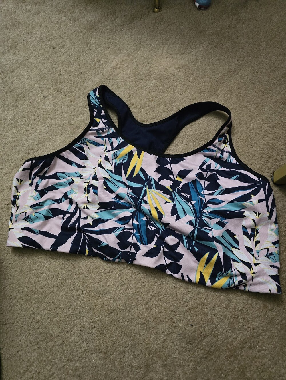 Old Navy Women’s Tropical Print Sports Bra - Pink & Navy 4x